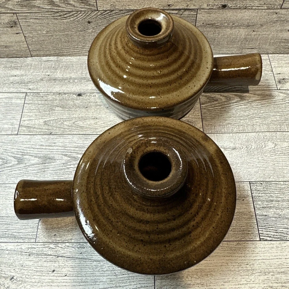 Pottery Crock w/ Handle & Vented Lid 5x4